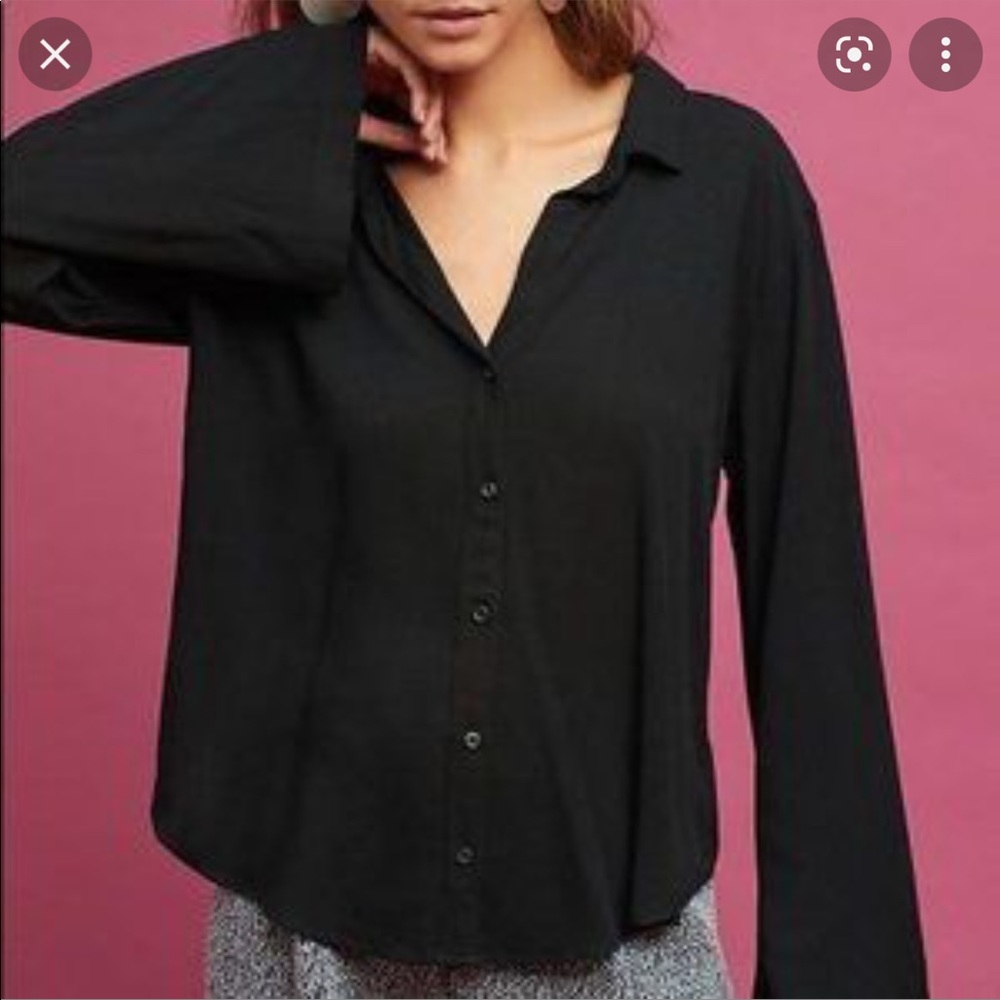 Cloth and stone black open back blouse/ button up